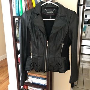 White House | Black Market peplum leather jacket